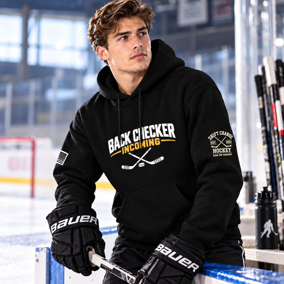 Back Checker Incoming Unisex Hockey Hoodie
