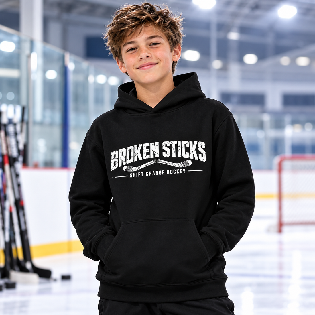 Broken Sticks Youth Hockey Hoodie